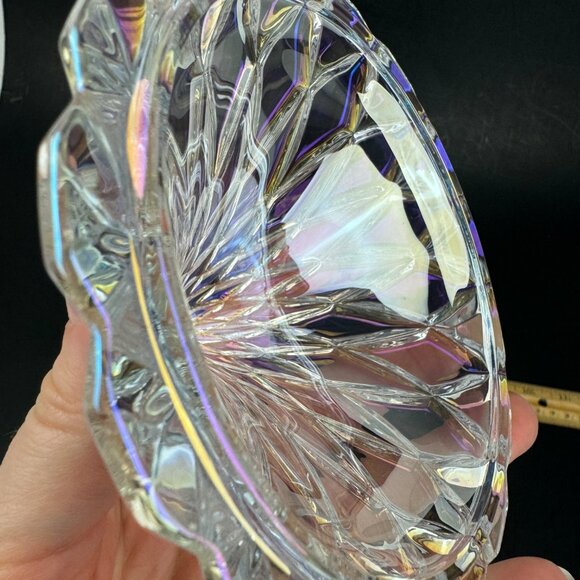 Clear Glass Iridescent Crystal Hershey Kiss Textured Trinket Candy Dish w Lid - Picture 15 of 16